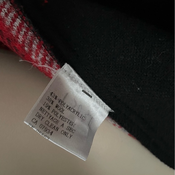 Simon Chang Wool Blend Open Shawl Cardigan Sweater Buffalo Plaid Oversized Small - Picture 10 of 10